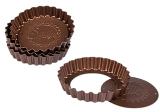 Sallys Mini Tarteofrmen 4er Set mit Hebeboden, 10 cm - Quicheform mit Antihaftbeschichtung