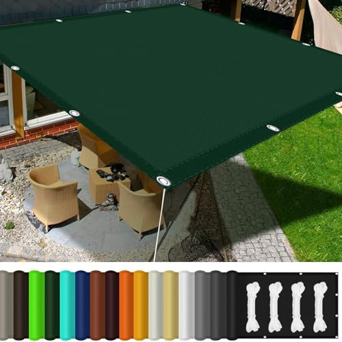 Voile D'Ombrage Imperméable 1 x 1 m Tissu Imperméable à l'eau en Polyester Voile de Parasol Voile D'Ombrage avec Oeillets, pour Patio Jardin, Terrasse,Extérieur, Balcon, Vert Foncé