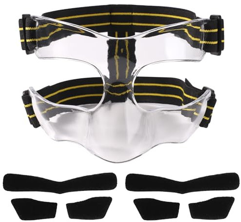 Maske für gebrochene Nase, 15 x 9,5 cm Verstellbarer Nasenschutz mit Polsterung Gesichtsschutz Gelb Schwarz Sport-Gesichtsmaske für Basketball Fußball Baseball (Halbe Abdeckung)