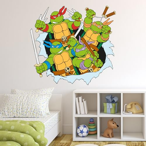 Teenage Mutant Ninja Turtles Wandaufkleber – Gruppe reißt durch, TMNT Art (120 cm Breite x 110 cm Höhe)