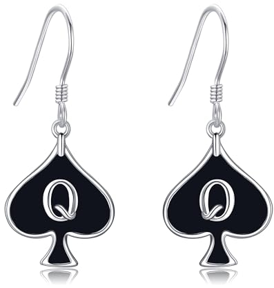 DAYLINLOVE QUEEN OF SPADES Ohrringe 925 Sterling Silber Karte Dangle Drop Ohrringe Einzigartige Pik-Dame Schmuck für Damen Frauen Heiße Ehefrau Liebhaberin