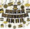 2025 Silvester Deko Neujahr Girlande HAPPY NEW YEAR Banner 30 Stk. Spiralen Luftschlangen Dekoration Frohes Neues Jahr Accessoires Hängedeko Deckenhänger Schwarz Gold