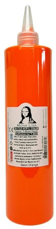 Tinte para tela de 500 ml. Pintura textil resistente al lavado. Color para camiseta para tejidos claros. Lavable a máquina, resistente al lavado. Pintura textil, color de tela (naranja neón)
