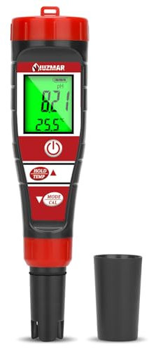 UIUZMAR Misuratore di pH e EC per Idroponica, Misuratore di Conducibilità e pH TDS per Acqua di Piscina, pHmetro Digitale Acquario, Misuratore Digitale 4 in 1 di pH PPM EC per Acqua Potabile