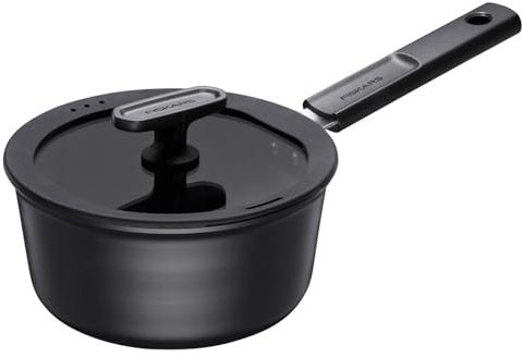 Fiskars Stieltopf mit Deckel, Hard Face, Durchmesser 18 cm, Füllmenge: 1,8 Liter, Für alle Kochfelder geeignet, Antihaftbeschichtung, Kratzfest, Aluminium/Kunststoff, 1075524