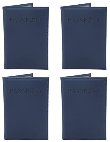 Jwthee 4 PC Porta del passaporto Copertura Case, Porta del passaporto per donne da viaggio, portafoglio passaporto da viaggio, copertura per passaporto sottile Must Huves, portafoglio di (Blu scuro)