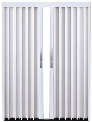 Moderne weiße Aluminium-Scheunentür mit Schloss für Schlafzimmer/Esszimmer/Küche, Speisekammer, faltbare Schiebetür für Badezimmer, Einzel-/Doppelraum-Trennwand, Aluminiumkonstruktion, 181 x 203 cm