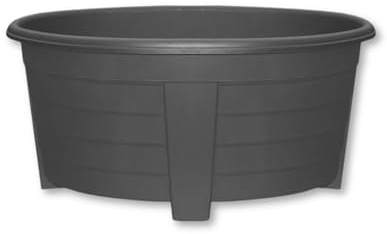 ALEEZ - 55cm Large Oval Planter Pot - Garden Planet Indoor & Outdoor Flower Pot - Plastic Trough, Raised Planter, Pack of 6 Window Herb Flower Box - DIY Drainage Holes (1, Black)