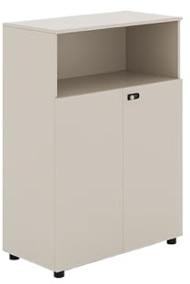 Büroschrank Büro-Doppeltür mit Trennwand, niedriger Aktenschrank aus Holz mit Schloss, Datenspeicher, Weiß Schublade