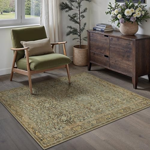 PureCozy Vintage Marrone Tappeto Salotto 90x150cm Camera da Letto Antiscivolo Lavabile in Lavatrice Tappeti Cucina Soggiorno Cameretta Sala Ufficio Pelo Corto Grande Carpet