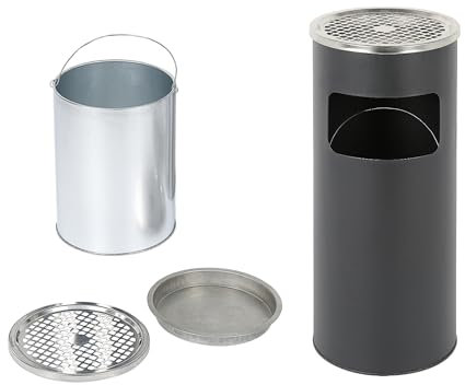XUANYU Lot de 1 Cendrier avec Poubelle Intégrée, Poubelle avec Cendrier sur Pieds et Seau Intérieur Amovible, pour Hôtel, Jardin, Bureau, Extérieur/Intérieur (Noir 30L)