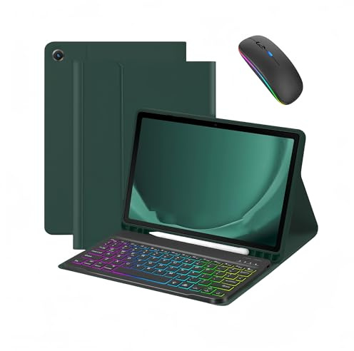 Funda con Teclado para Samsung Galaxy Tab S6 Lite 10,4 Pulgadas 2024/2022/2020 con Ratón, Teclado Desmontable con Retroiluminación Arcoíris 7 Colores Y Funda Magnética con Ranura para Lápiz