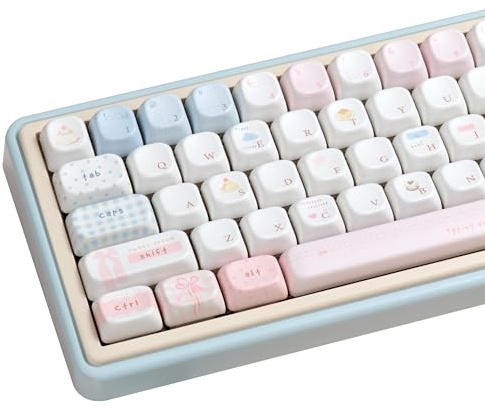 FOA Profile Cute Keycaps Set, PBT Material, Sweet Custom Key Caps for Mechanical Keyboard, Five Side Dye Sublimation, 145 Keys