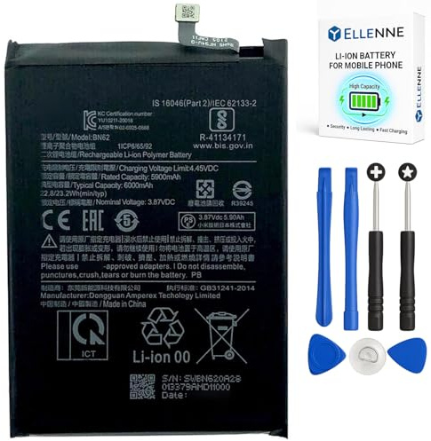 ELLENNE - Batterie pour Xiaomi POCO M3 | Redmi 9T | BN62 | POCOPHONE de 6000mAh avec kit tournevis inclus