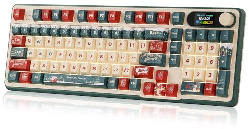 RK ROYAL KLUDGE S98 Winter Limited Edition – Mechanische Tastatur, kabellos | 98-Tasten-RGB-Gaming-Tastatur kabellos Smart-Display&Drehregler, Top-Mount, Hot-Swap, Software-Unterstützung, cremiger Klang