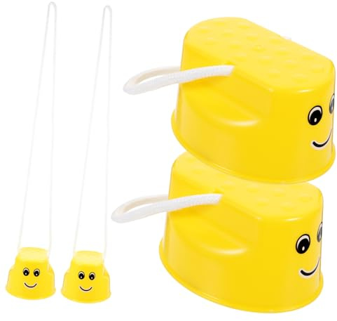 BESTonZON 4pcs Boys and Girls Stilts Toy Parent-child Balance Walking Stepper Toy for Toddler Sensory Educational Training Yellow for Kindergarten Activities