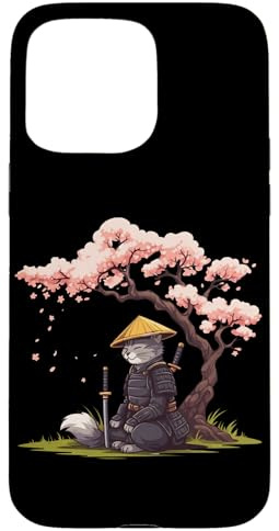 Samurai Katze Japanischer Krieger Manga Klassische Kultur Hülle für iPhone 15 Pro Max