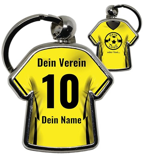minifan Personalisierter Schlüsselanhänger Trikot Name, Nummer, Logo & Vereinsfarben | Geschenk für Sportler, Trainer, Kinder & Fans | Hochwertig gefertigt in Deutschland