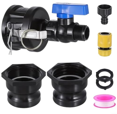 EXTRWORY IBC Tank Fittings Tote Hose Adapter 2 Zoll Cam Lock Fitting für Gartenschlauch Anschluss mit Kugelhahn Schwarz