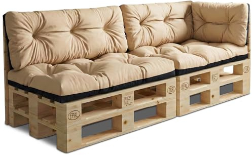 Amazinggirl Palettenkissen Outdoor Kissen 5er-Set Palettenkissen - Auflagen für Paletten Europaletten Palettensofa und Palettenmöbel Palettenpolster Outdoorkissen Gartenkissen Beige