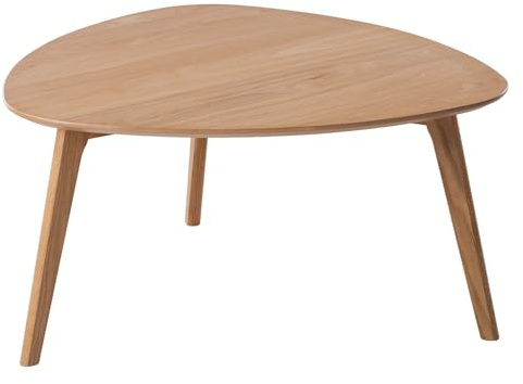home24 Couchtisch aus furniertem MDF & massiver Eiche in Eiche, Lackierte Massivholzbeine mit technischer Furnieroberfläche, Zentrales Möbelstück für die Sofalandschaft