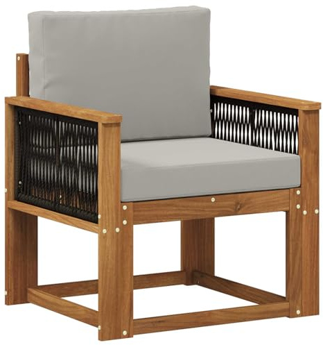 vidaXL Outdoor Mittelsofa Massivholz Akazie Natur, Garten-Sofa, modernes Eckmöbel, wetterfestes Loungeset, Terrasse Sitzgruppe für draußen