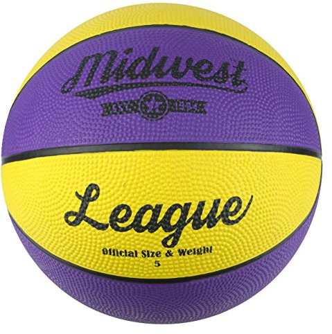 Midwest Unisex's League Basketball, Yellow/Purple, Size 7