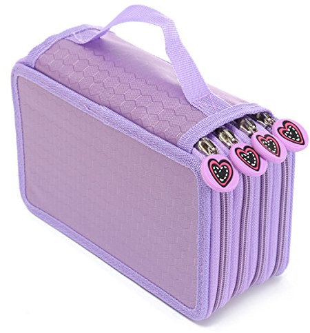 TuToy 72 Löcher 4 Ebenen Stift Bleistift Fall Stationäre Tasche Tasche Reise Kosmetik Pinsel Make-Up Aufbewahrungsbeutel -Purple