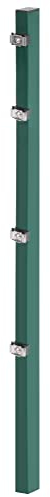 Alberts 677091 Zaunpfosten für Doppelstabmattenzaun | mit Klemmlaschenbefestigung | feuerverzinkt, grün kunststoffbeschichtet RAL 6005 | Länge 2600 mm | Pfosten 60 x 40 mm