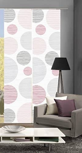 VISION S 55553 | 2er-Set Schiebegardinen Borden | halb-transparenter Stoff in Bambus-Optik | 2X 260x60 cm | Farbe:, Farbe:rosé