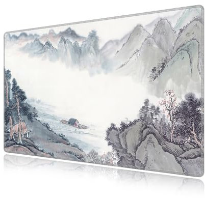 LL-COEUR Motiv XXL Gaming Mäusepad Rutschfeste 60x40x0,3cm, Groß Schreibtischauflage mit Genähte Kanten für Maus, Tastatur (Landschaft 1, 600x400x3mm)
