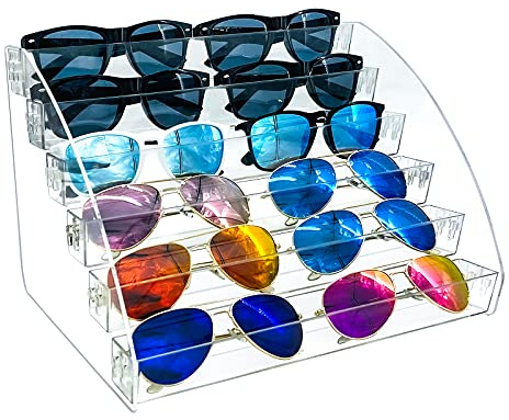 MineDecor Plastic Sunglasses Holder Glass Organizer Clear Eyeglasses Display Case Eyewear Storage Tray, Multicolor, 6 Years