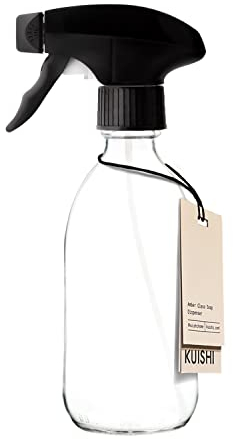 Kuishi Clear Glass Spray Bottle 300ml [Pack of 1], Small Glass Spray Bottles for Cleaning, Water Spray Bottle for Hair, for use as a Plant Mister and for Gardening (BPA-Free)