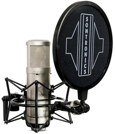 SONTRONICS STC-3X Professional 3-Pattern LDC XLR Studio Condenser Microphone. Broadcast, Podcast & Recording Vocals. Shock Mount, Pop Shield & Cable. Lifetime Mic Warranty - Designed in UK – Silver