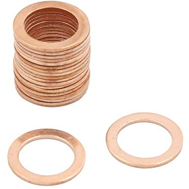 X AUTOHAUX 13mm Inner Dia Copper Crush Washers Flat Sealing Gaskets 20pcs | Flat Washer Sealing Ring for Screw Bolt Nut, Car Sealing Gaskets Plate Rings, 20 pcs