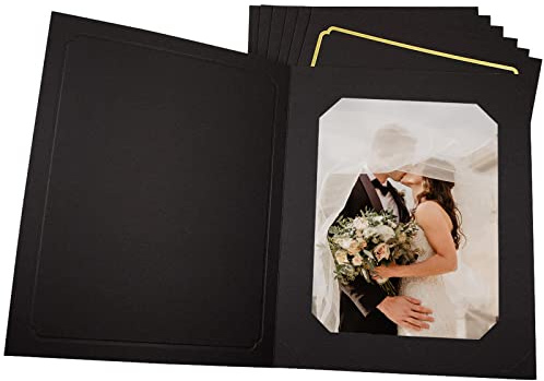 Golden State Art, Fotomappen für 15,2 x 20,3 x 25,4 cm große Bilder, Karton/Papierrahmen, Veranstaltungen: Abschlussfeier, Hochzeit, Weihnachten, tolle Einladungs-/Grußkarten (schwarz mit goldenem