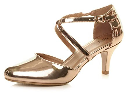 AJVANI mid high heel strappy crossover wedding sandals shoes size 6 39