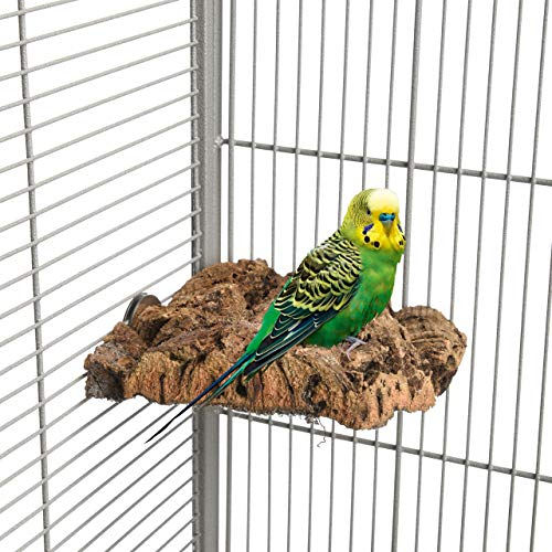 HappyBird | Kork-Eck-Sitzbrett L für Sittiche und Papageien ca. 15x15cm Natur Kork Metallteile aus Edelstahl