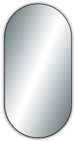 RAMIX Modern Runder, Ovaler und Rechteckiger Wandspiegel in schwarzem Metallrahmen, Verschiedene Größen, OVAL 100x50 cm