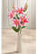 Dekoleidenschaft künstliche Lilien, Lilienzweig mit 4 rosa Blüten und 2 Knospen, 60 cm hoch, Kunstblume, Dekozweig, Plastikblumen wie echt, Kunstpflanze