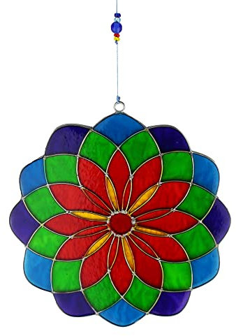 mitienda mit Liebe gemacht Fensterdeko Mandala, Fensterschmuck grün-lila, Geschenkidee, suncatcher, Deko aus Resin
