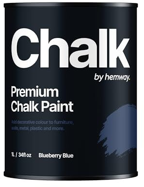 Hemway - Premium Chalk Paint - Blueberry Blue 1 L | Chalky Matt Shabby Chic Finish for Interior Furniture & Walls | Quick Dry & 1 Coat