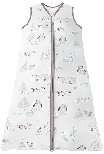 Chilsuessy Sommerschlafsack Baby Schlafsack Kleine Kinder Schlafanzug ohne Ärmel für Sommer und Frühling 100% Baumwolle, Grau Wald, Grau Wald, 110/Baby Höhe 110-125cm