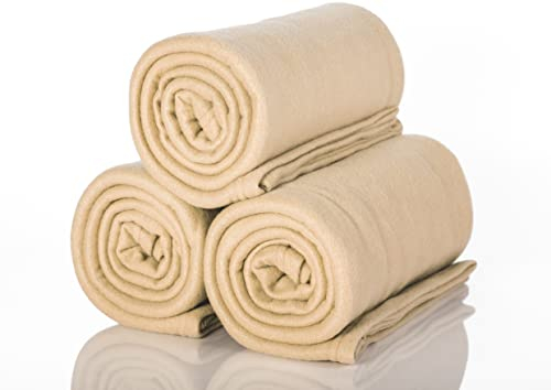ALCLEAR 3 Stück Oeko Tex Fleecedecken, Farbe: Sand, tolle Größe 130x160 cm, über 200 g/m2, Sofadecke Couchdecke Wohndecke, Picknickdecke Sofaüberwurf Decke