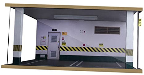 Sharplace 1:18 Diorama Parking Double Garage avec 120 LED Lumière - Mur blanc