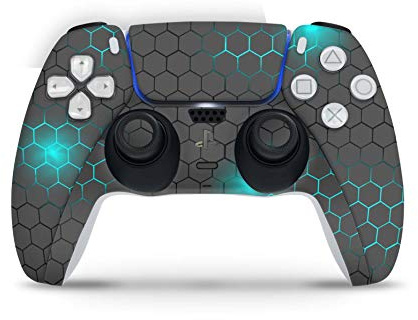 Skins4u Skins Folie Design Aufkleber kompatibel mit Sony PlayStation 5 Controller PS5 DualSense Skin Schutz Cover Exo small Blue