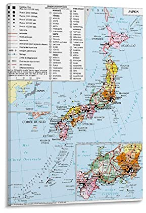 Geopolitische Landkarte von Japan Leinwand-Kunstposter und Wandkunstdruck, modernes Familienschlafzimmerdekor, Poster, 30 x 45 cm