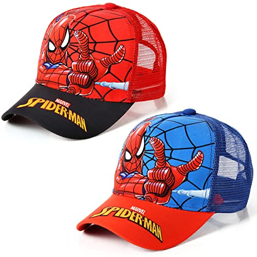 Kinder Cap Spider Man für Kinder Geschenk für Jungen Mädchen Kappe Baseball Cap Basecap Kinder-Geburtstag Schule Sport Rot und Blau)