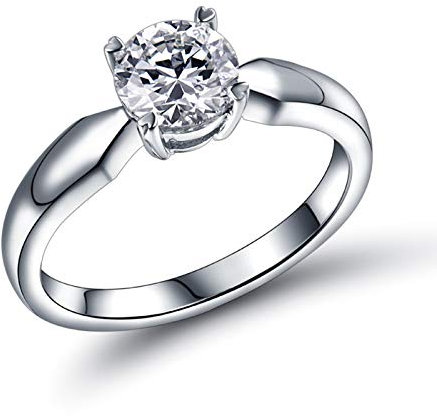 Finger Ringe Women 18K(750) Weißgold, 0.5ct Diamant Verlobungsring mit Gravur Ringe Valentinsschmuck Größe 57 (18.1)