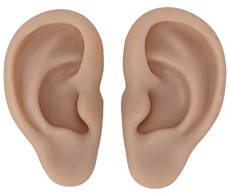 Silikon-Ohr-Modell, links und rechts, weiches, flexibles Modell, Fake-Ear-Piercing-Übung, Silikon-Körperteile, realistische Silikon-Ohrform Schmuck, Akupunktur,